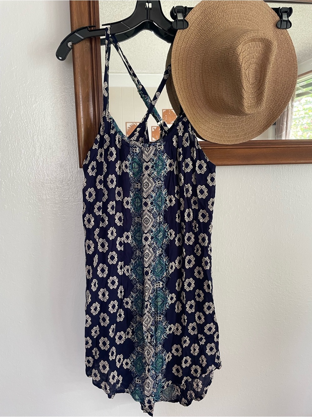 Angie Navy Dress with Blue and Cream Boho Pattern